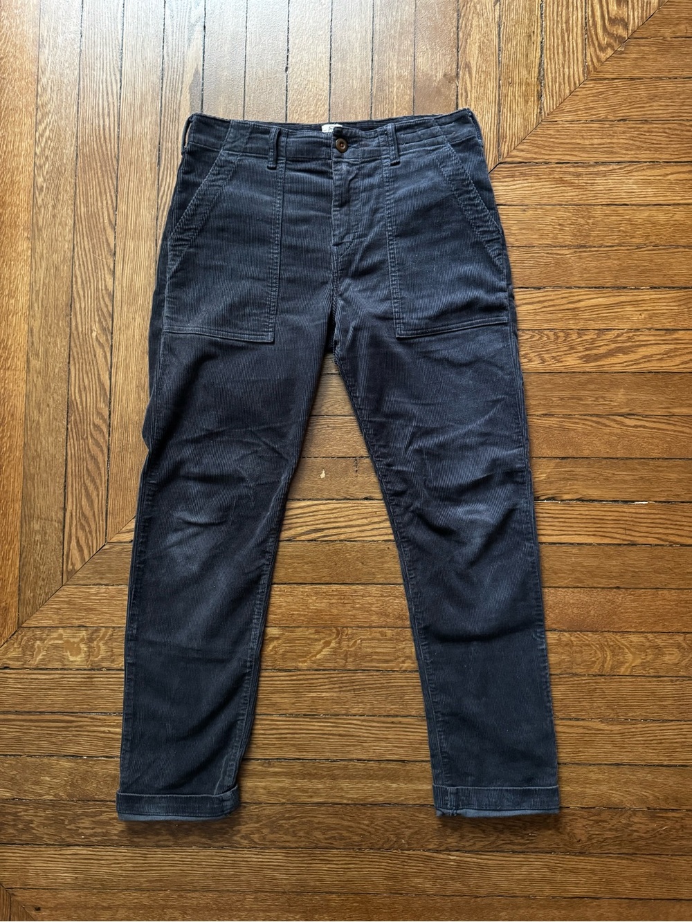 Men's Hiroshi Kato Grey Corduroy Slim Fatigue Pants size 31/32